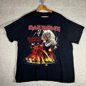 Y2K Iron Maiden number of the beast big graphic band tee shirt tshirt